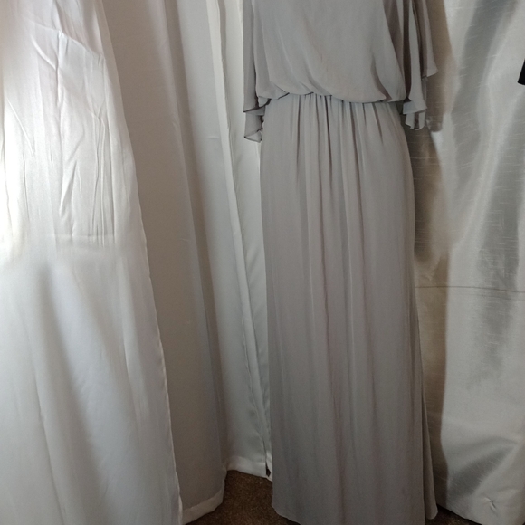 David's Bridal Evening Gown, Flutter Sleeves Zipper, Gray, open back, Long, 6 - Picture 10 of 14